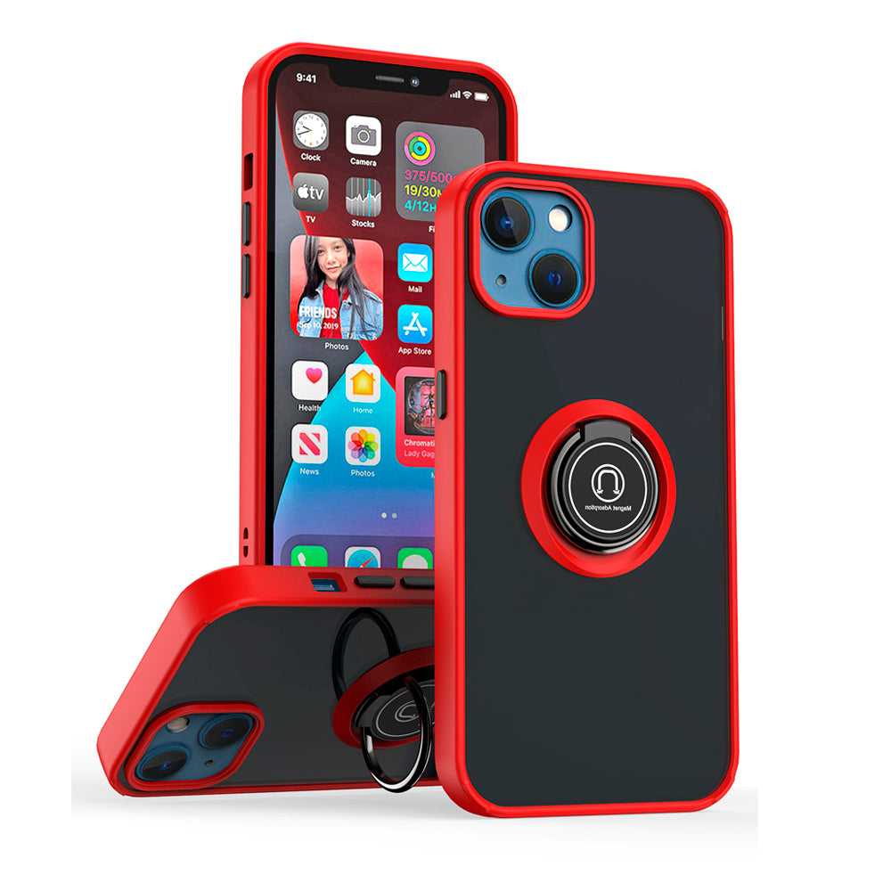 Funda Case para Tecno Pova Neo 3 4G Ahumado con Anillo Rojo