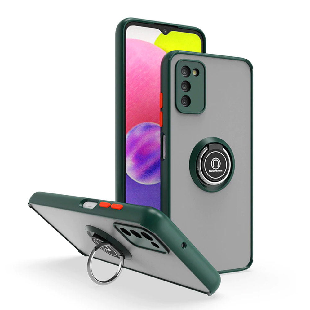 Funda para Samsung A04E Ahumado con Anillo Verde Bosque