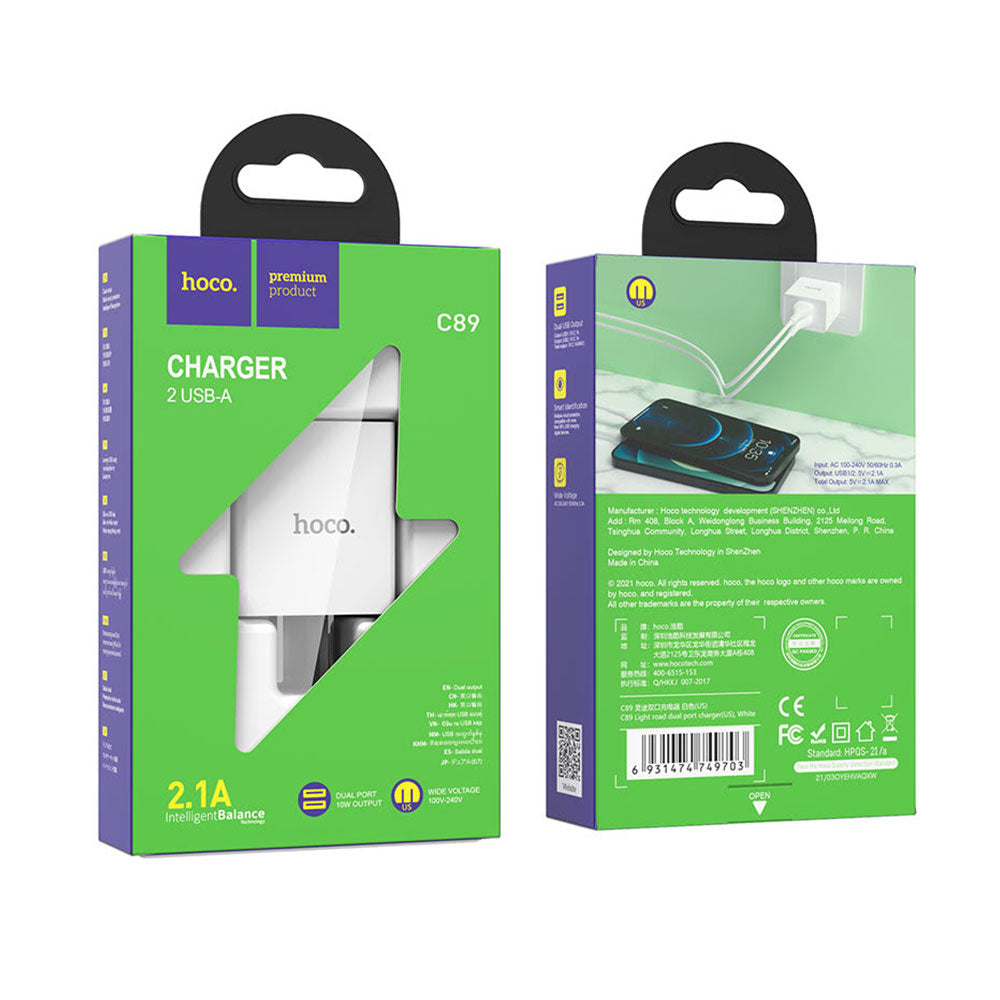 Cargador USB Dado Hoco C89 10W Carga rápida Blanco