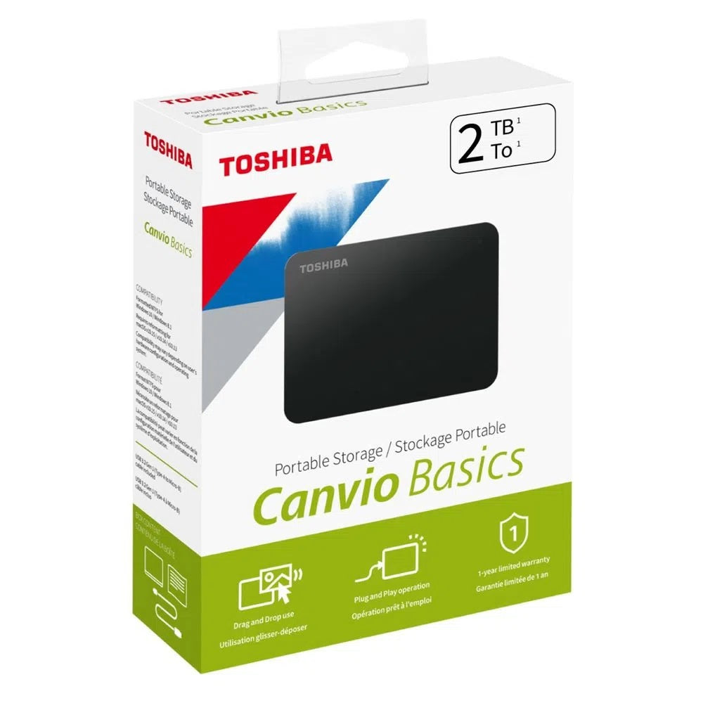 Disco Toshiba Duro Externo 2TB USB 3.0 Canvio Basics Negro