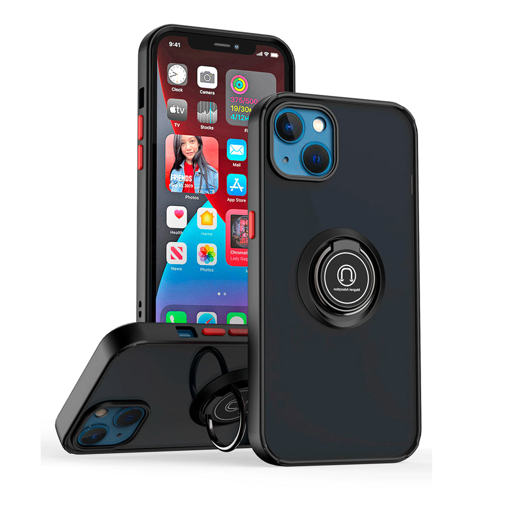 Funda Case para Zte A34 Ahumado con Anillo Negro