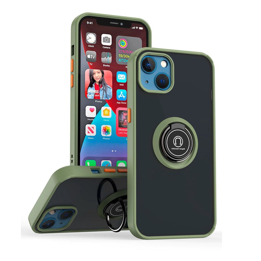 Funda para Motorola Moto E7 Ahumado con Anillo Verde Claro