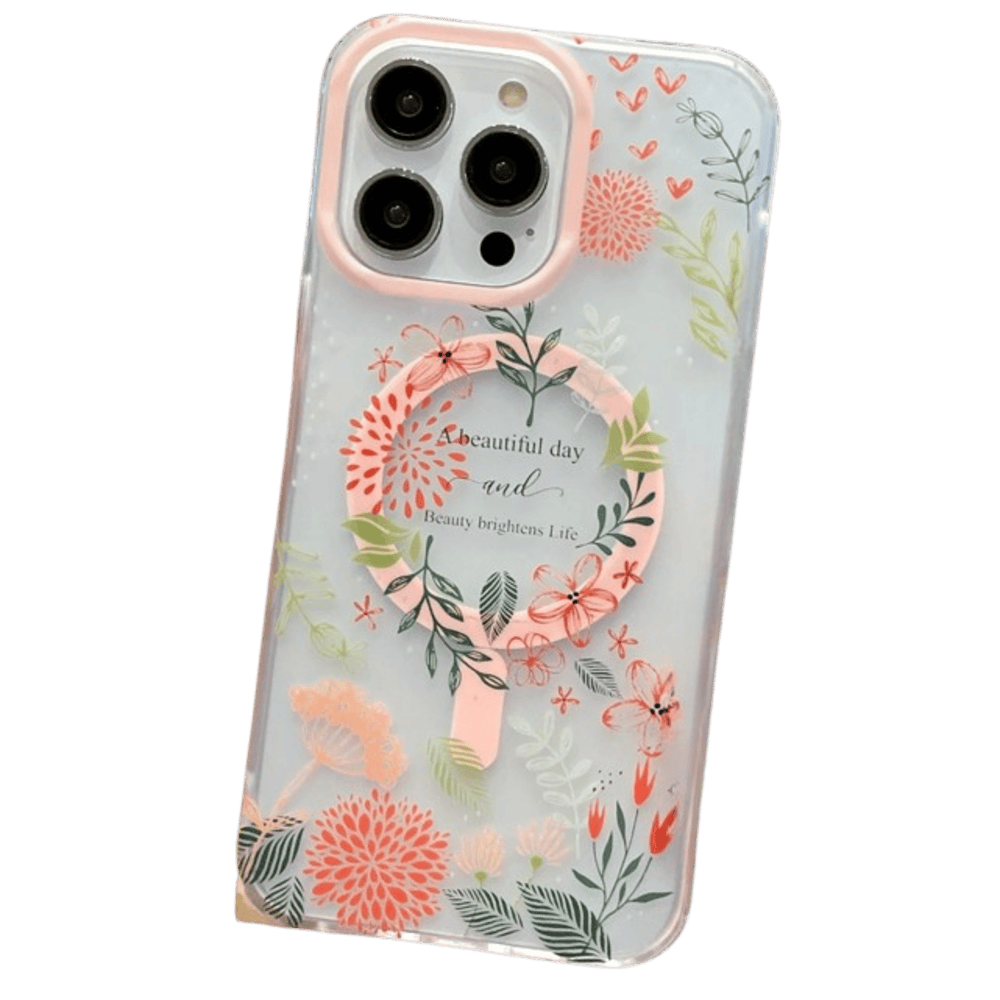 Funda para iPhone 14 Pro Magsafe Flower Rosa