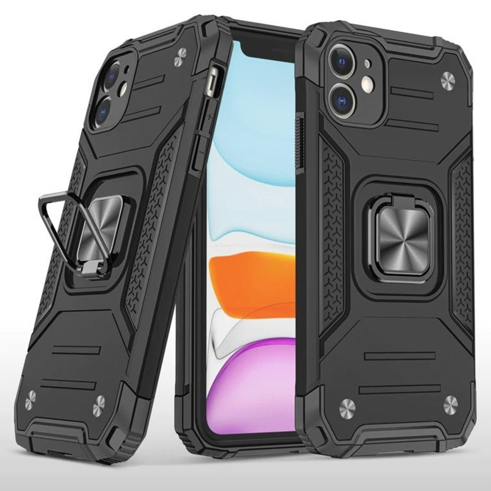 Funda para Motorola G9 Plus Robot con Aro Negro Antishock