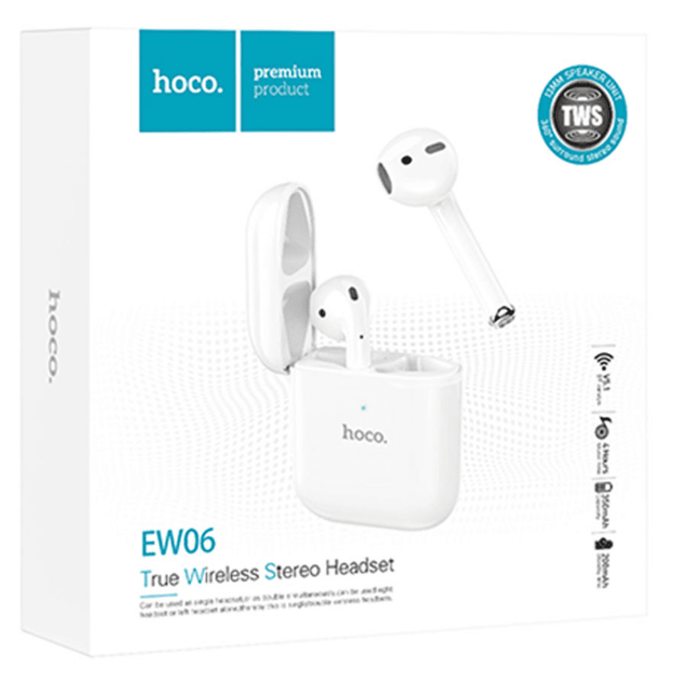 Audífonos Bluetooth V5,1 Hoco EW06 Blanco Inalámbrico