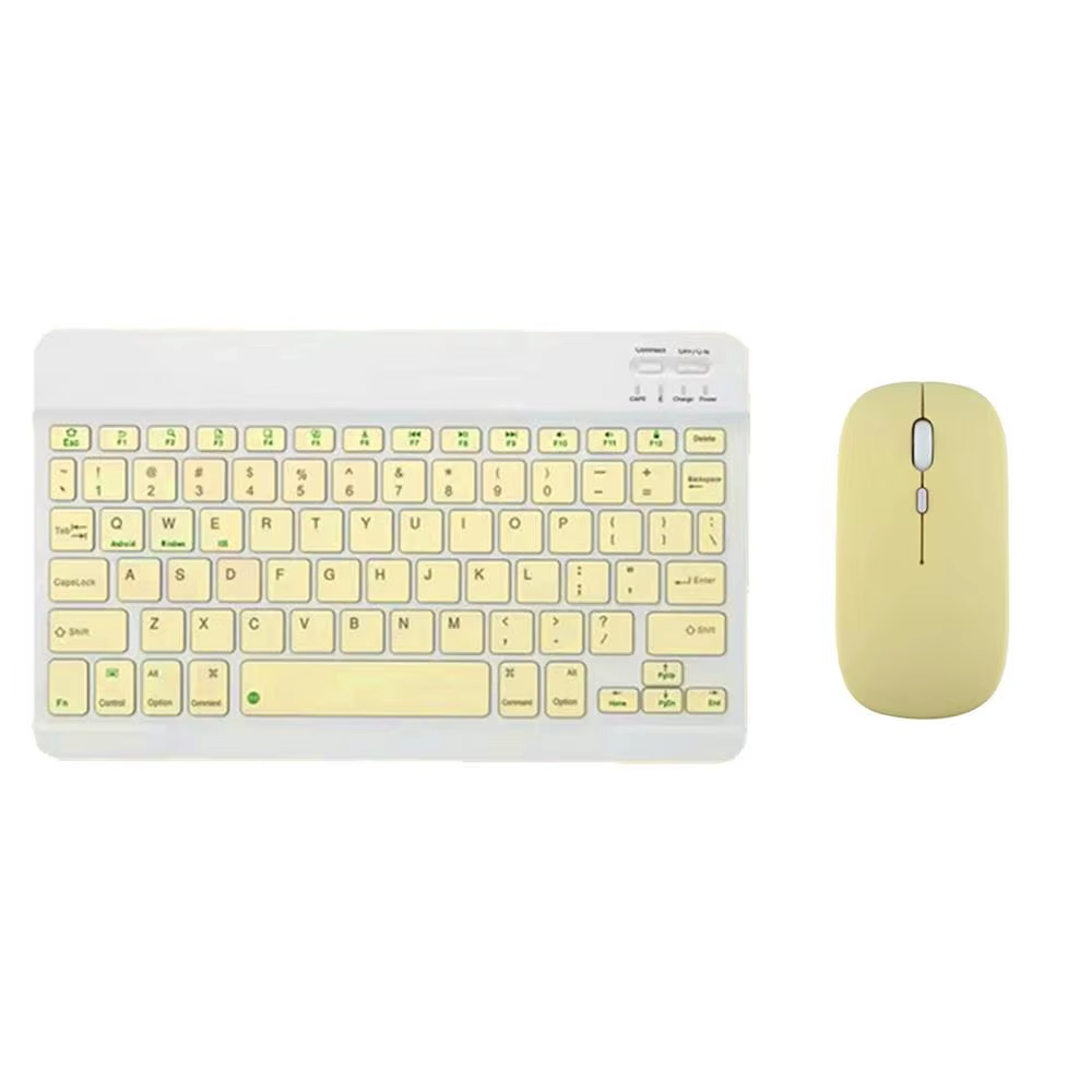 Teclado Bluetooth con mouse Amarillo para Tablet