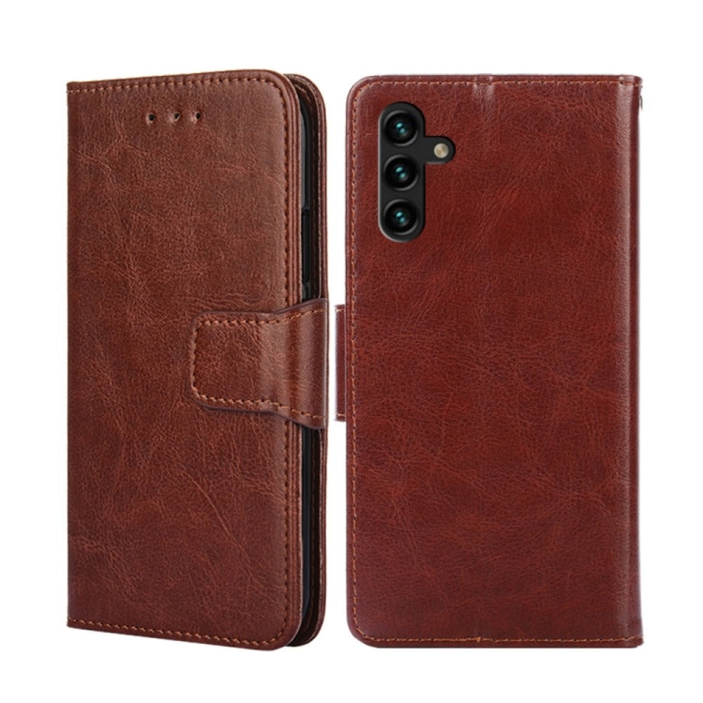 Funda Case para Samsung A04s Flip Cover Marrón Antishock