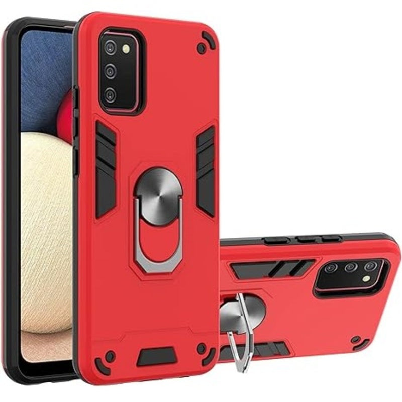 Funda para Samsung A02s con Anillo Metálico Rojo Antishock