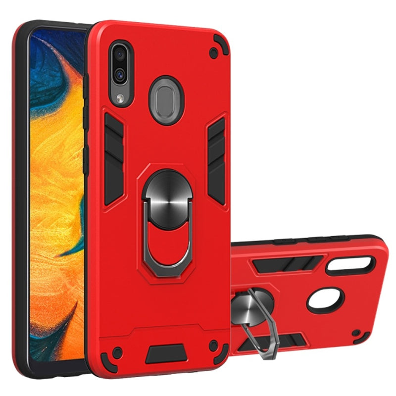 Funda para Samsung A20 con Anillo Metálico Rojo Antishock