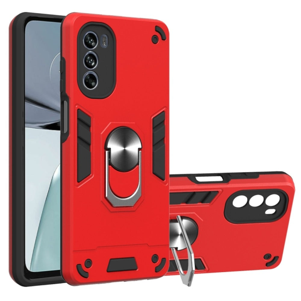 Funda para Motorola Moto G62 5G con Anillo Metálico Rojo