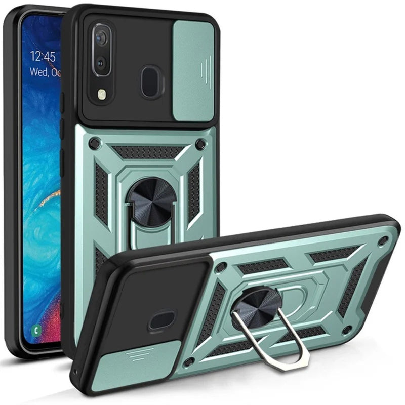 Funda Case para Samsung A20 Holder Protector Camara Verde