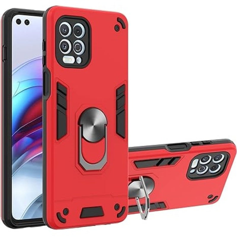 Funda Case para Motorola Moto G100 con Anillo Metálico Rojo