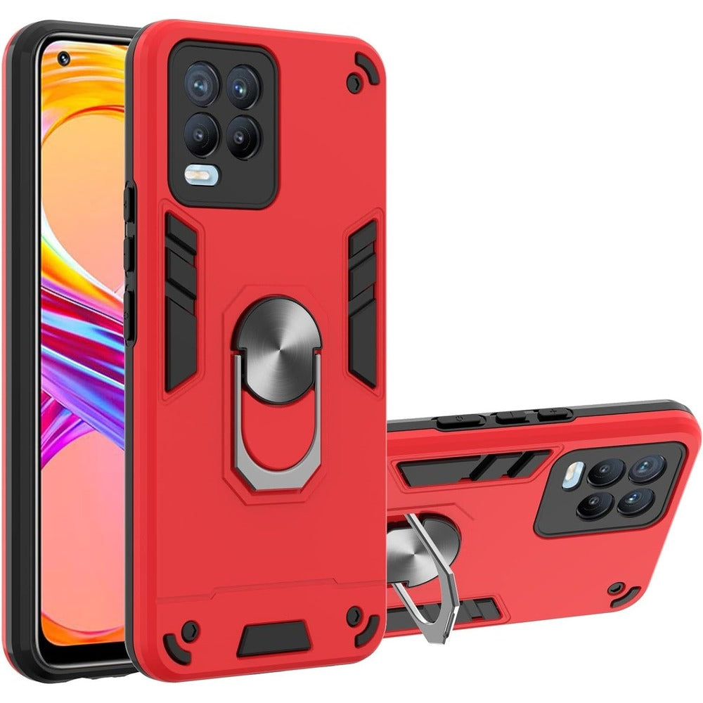 Funda para Realme C21Y con Anillo Metálico Rojo Antishock