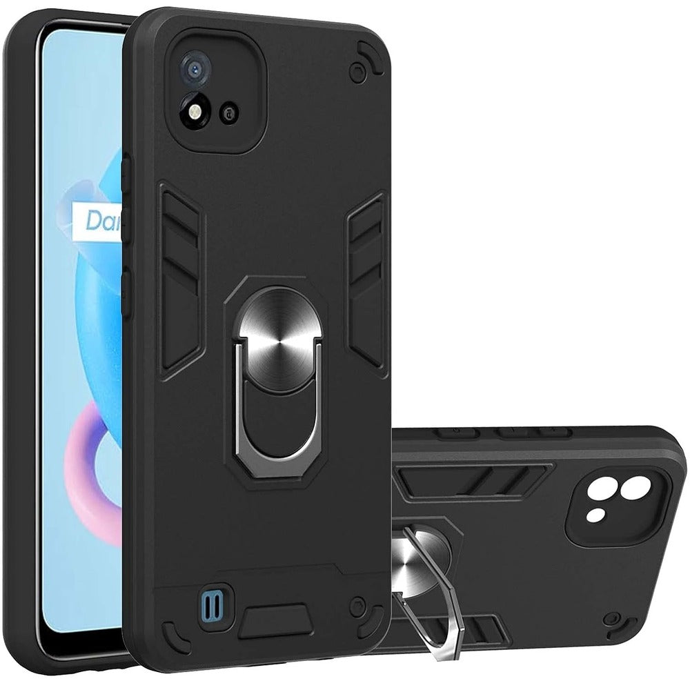 Funda Case para Realme C11 2021 con Anillo Metálico Negro