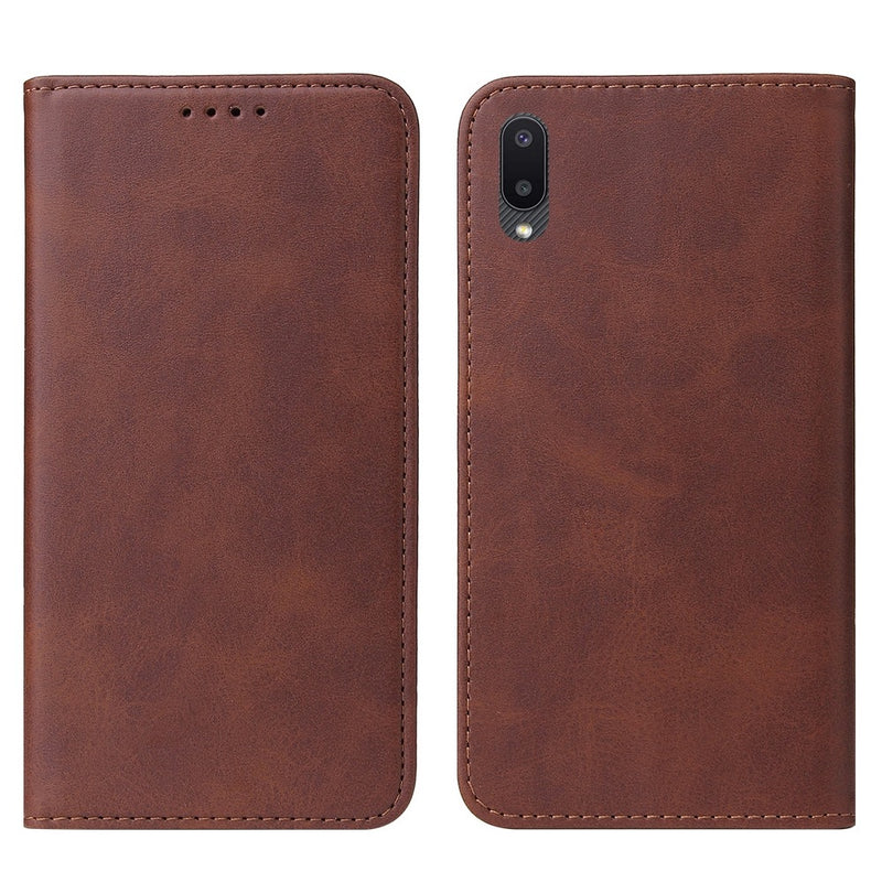 Funda Case para Samsung A02 Flip Cover Marrón Antishock