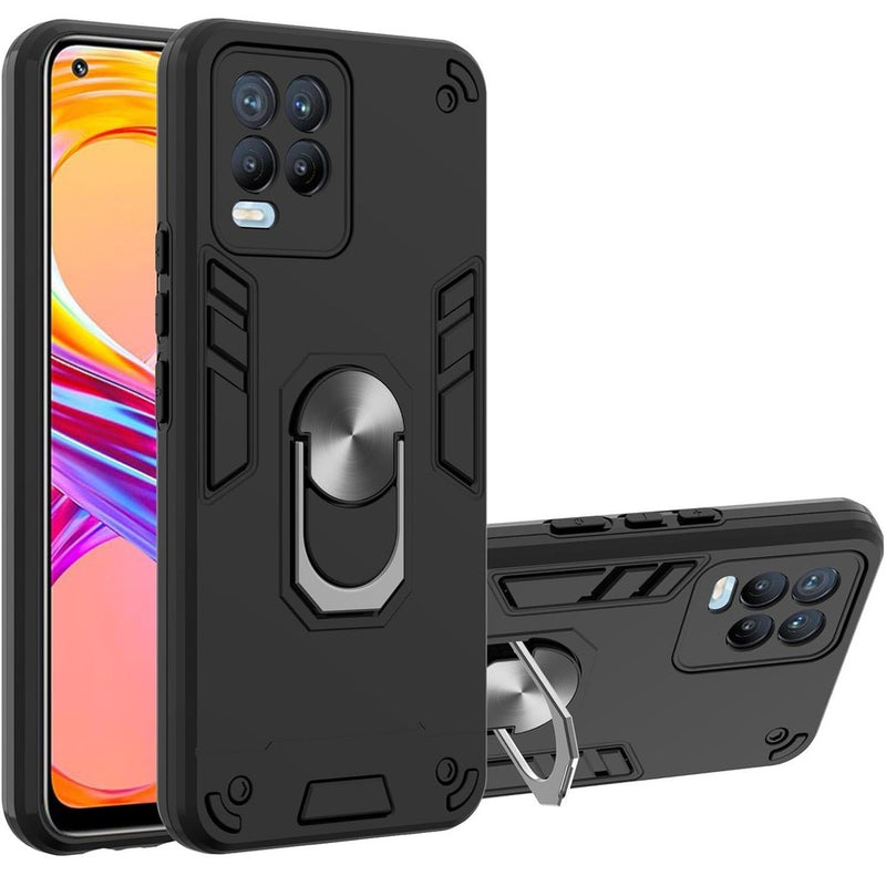 Funda para Realme C21Y con Anillo Metálico Negro Antishock