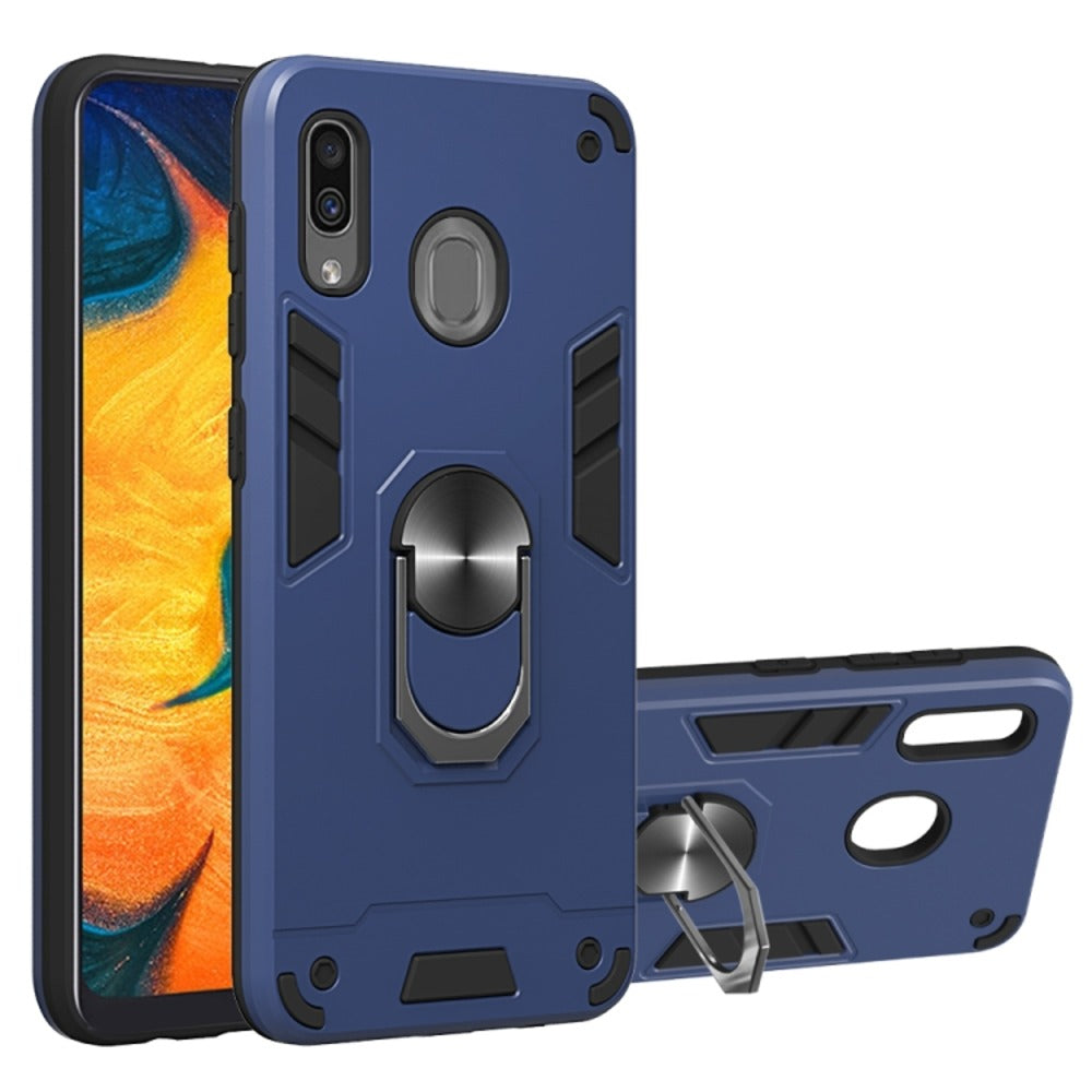 Funda Case para Zte A51 con Anillo Metálico Azul Antishock