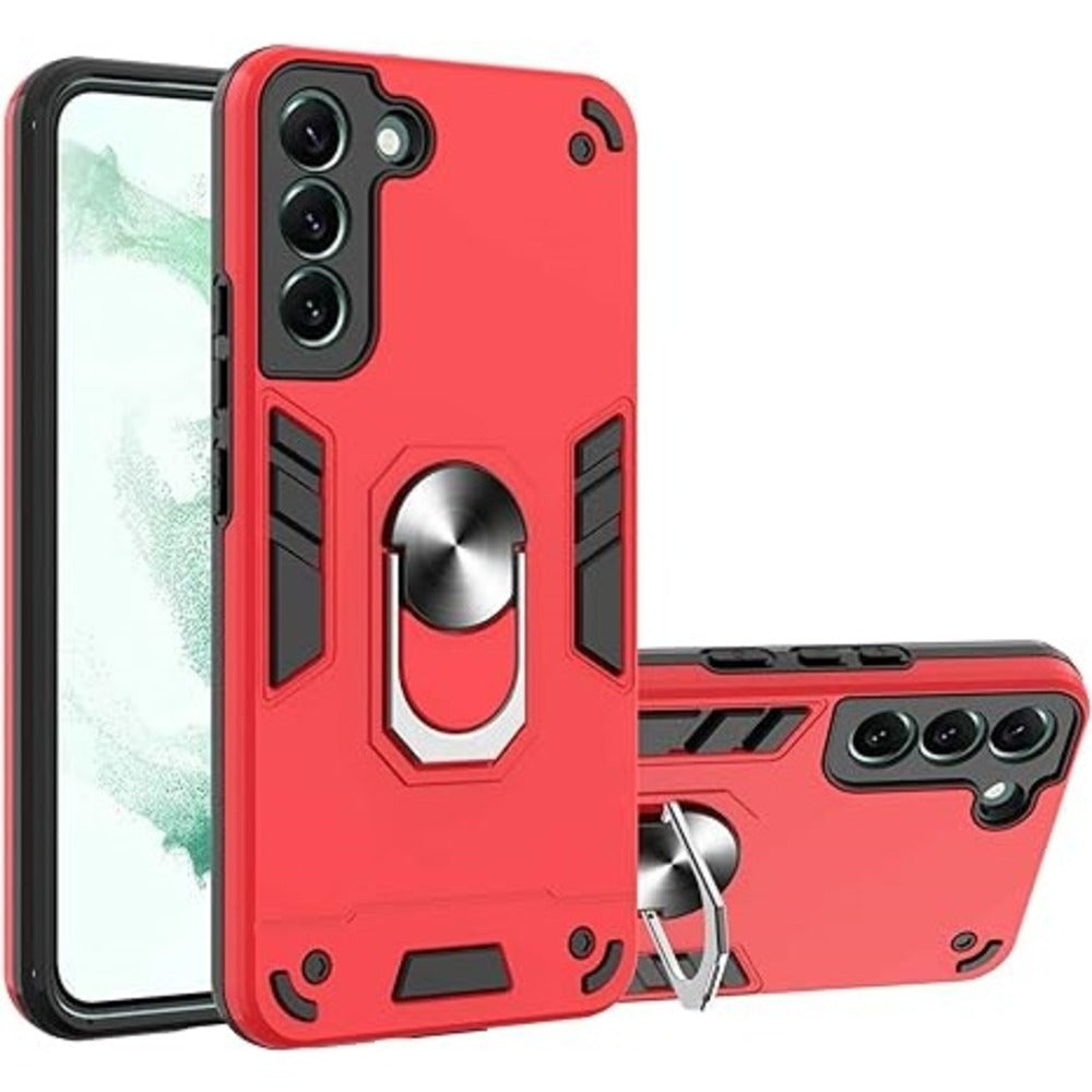 Funda para Samsung S22  con Anillo Metálico Rojo Antishock