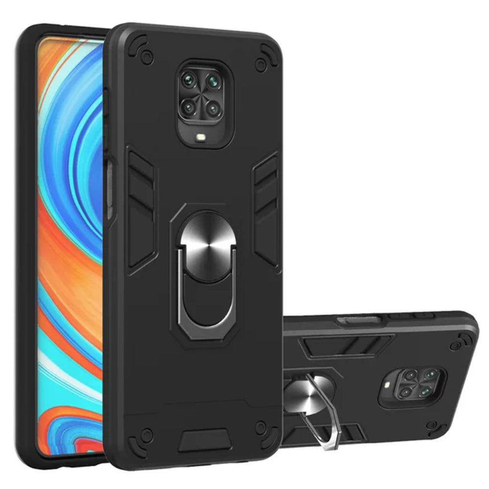 Funda para Xiaomi Redmi Note 9s con Anillo Metálico Negro