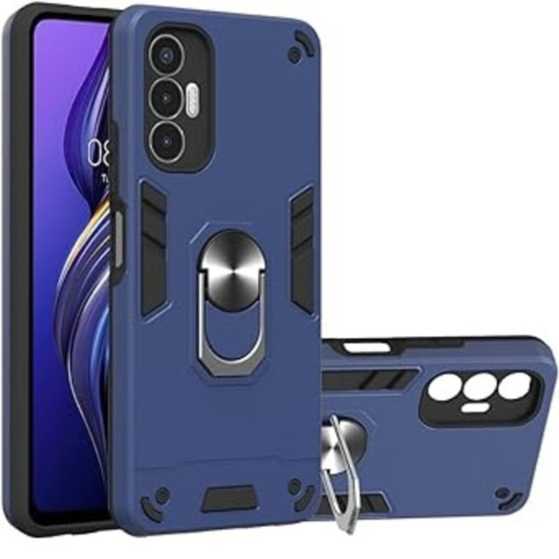 Funda Case para Zte A71 con Anillo Metálico Azul Antishock