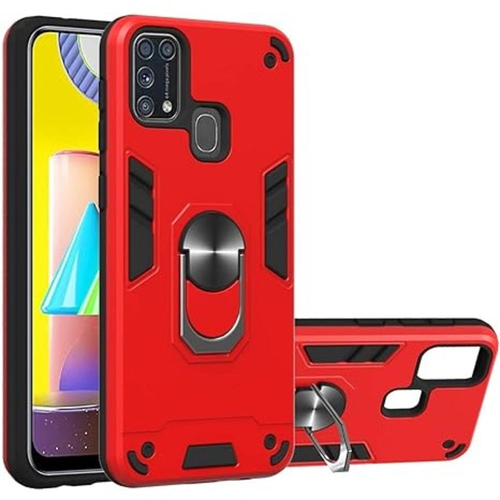 Funda Case para Zte A52 con Anillo Metálico Rojo Antishock