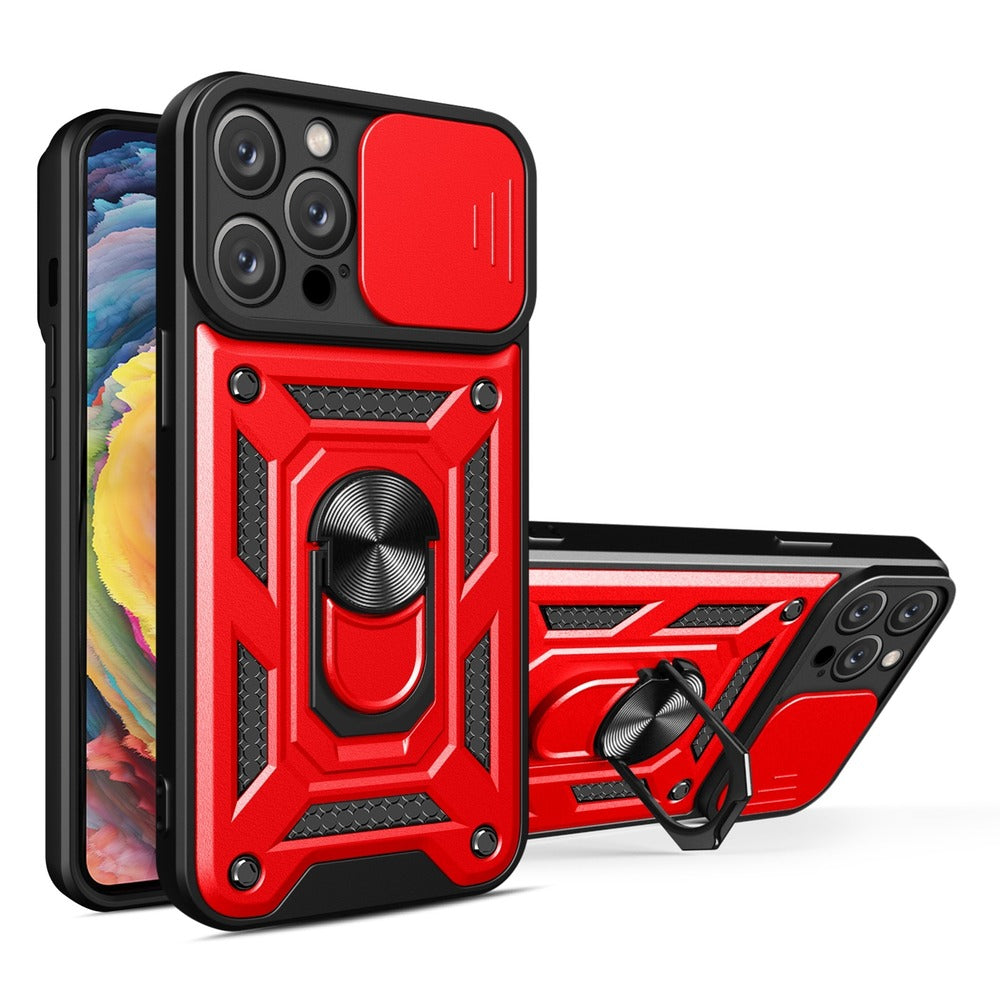 Funda Case para iPhone 14 Pro Holder Protector Camara Rojo