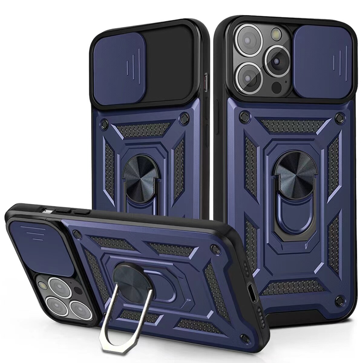 Funda Case para Xiaomi Poco M3 Holder Protector Camara Azul