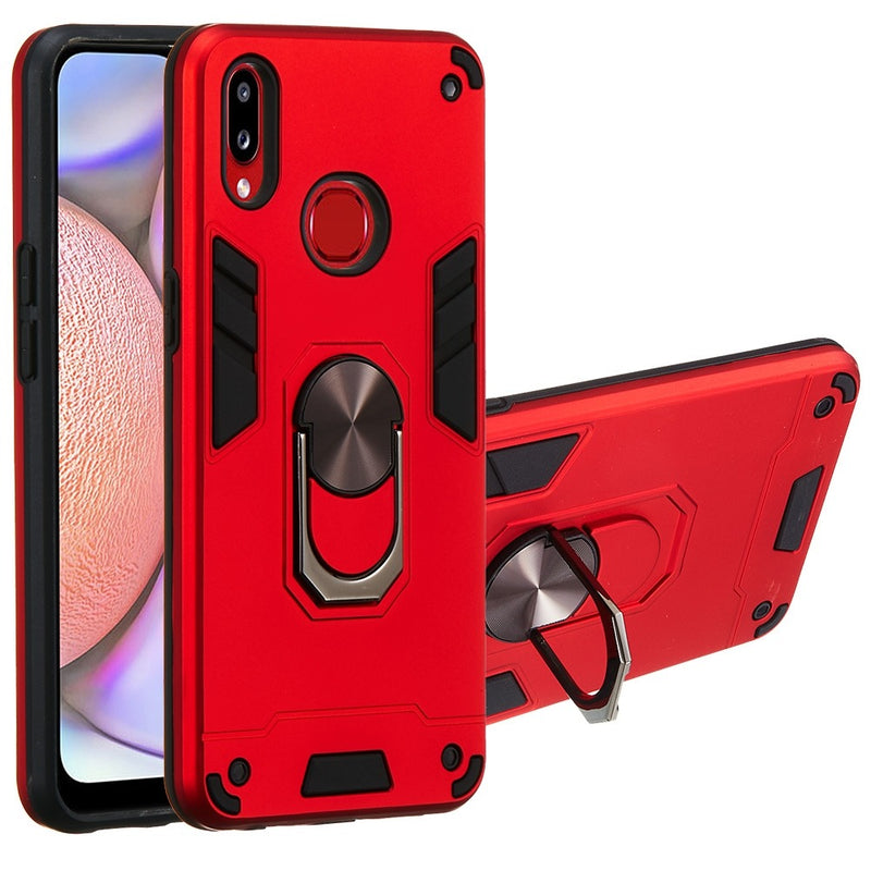 Funda para Samsung A10s con Anillo Metálico Rojo Antishock