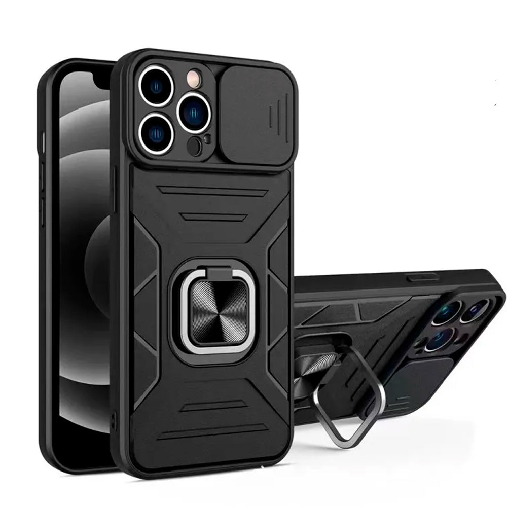 Funda para Samsung M42 5G Robot Negro con Aro y Protector