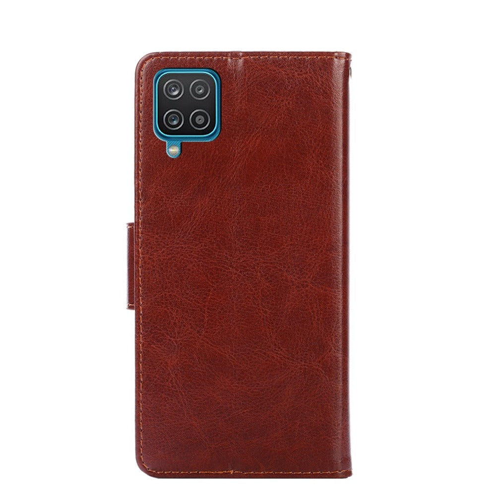 Funda Case para Samsung A12 Flip Cover Marrón Antishock