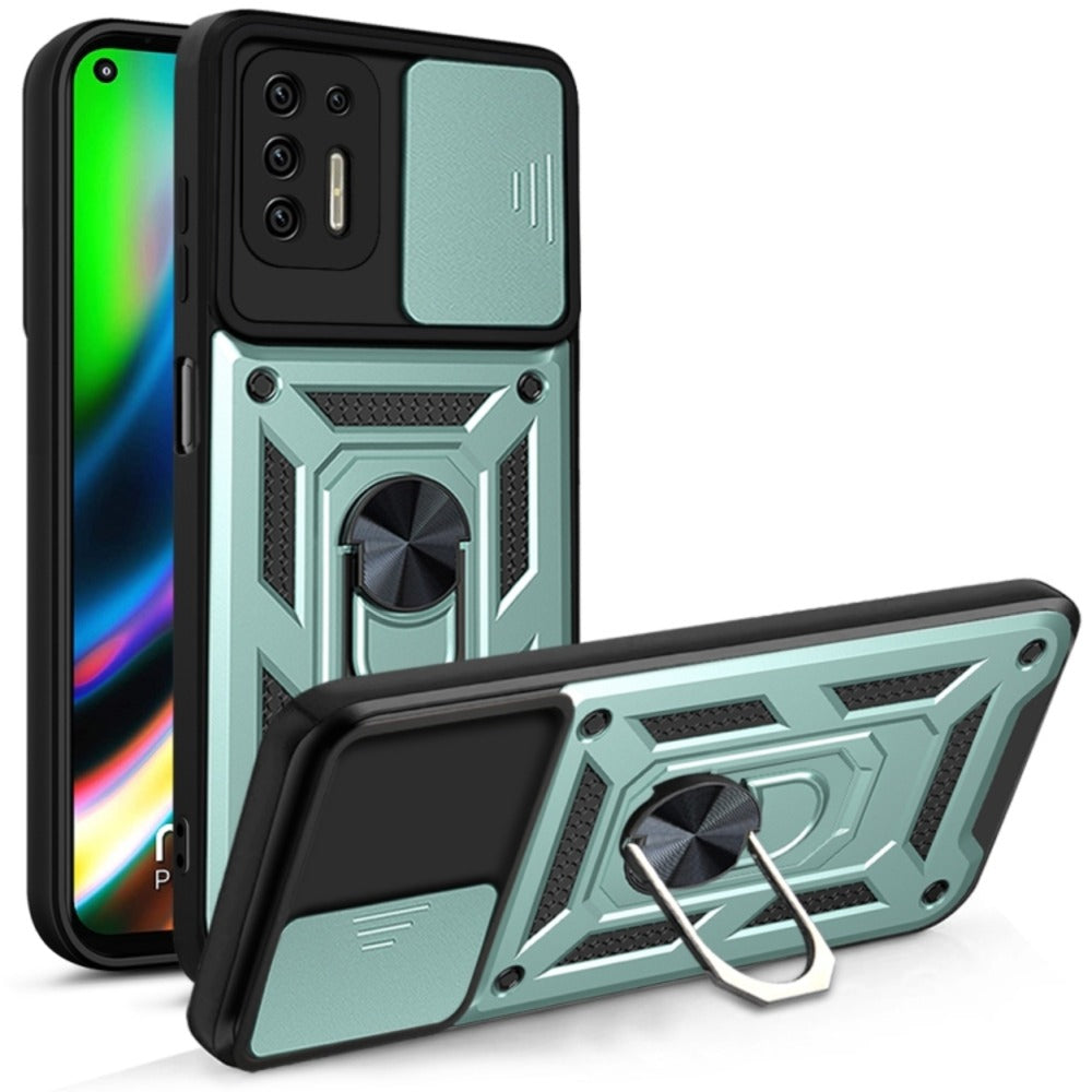 Funda para Motorola G9 Plus Holder Protector Camara Verde