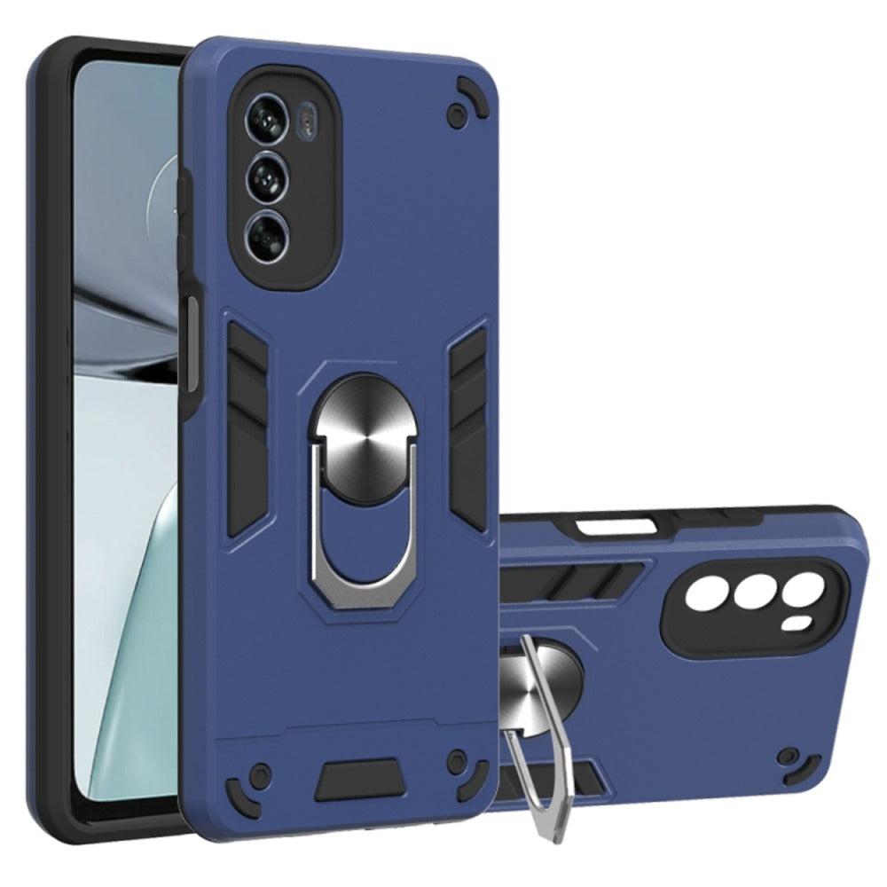 Funda para Motorola Moto G62 5G con Anillo Metálico Azul