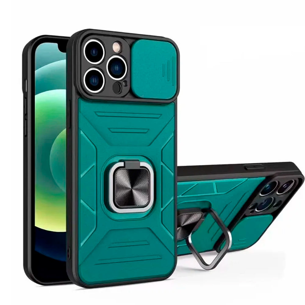 Funda Case para Samsung A02 Robot Verde con Aro y Protector