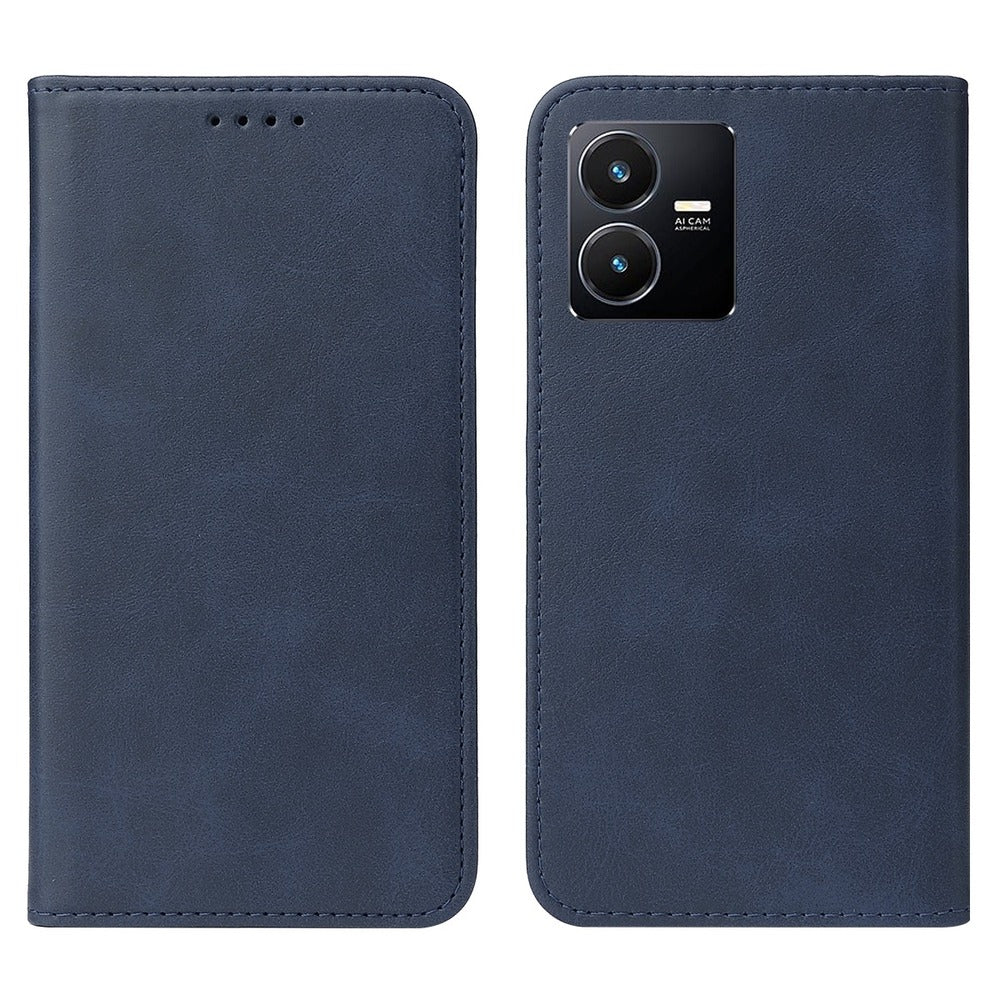 Funda Case para Vivo Y22S Flip Cover Azul Antishock