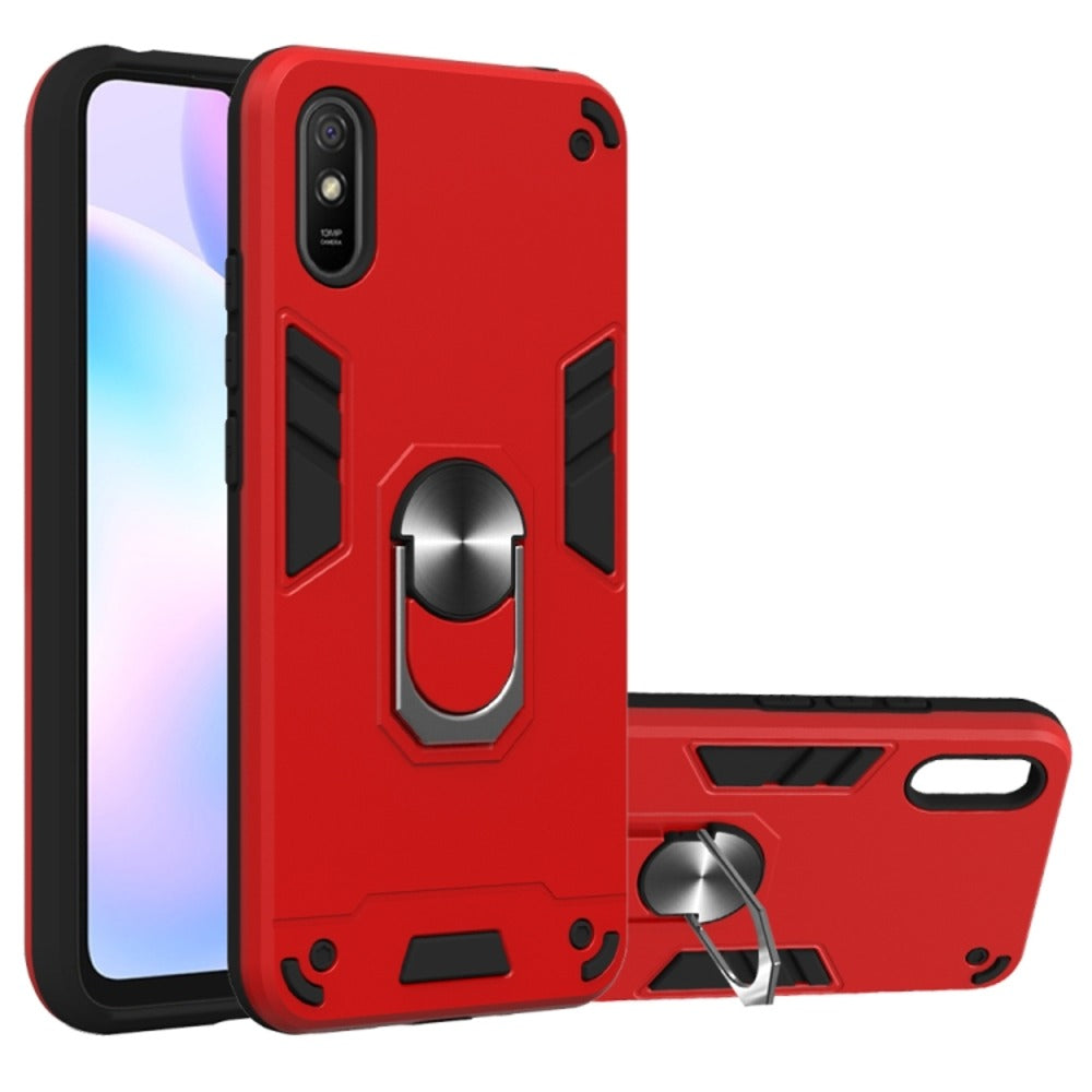 Funda Case para Xiaomi Redmi 9A con Anillo Metálico Rojo