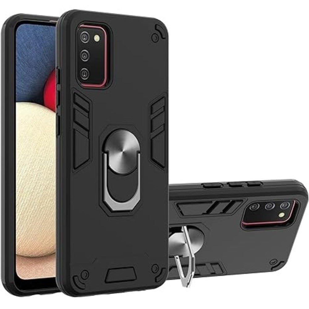 Funda para Samsung A31 con Anillo Metálico Negro Antishock