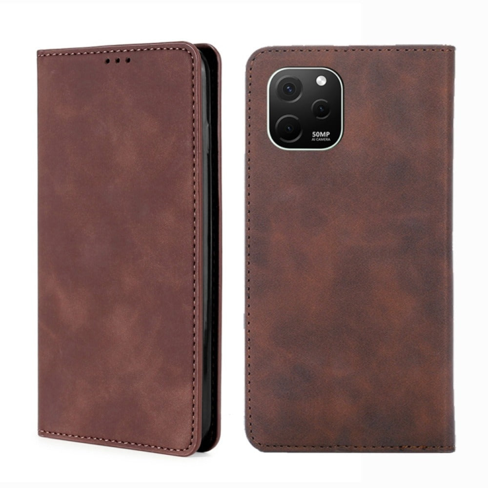 Funda Case para Huawei Nova Y61 Flip Cover Marrón Antishock