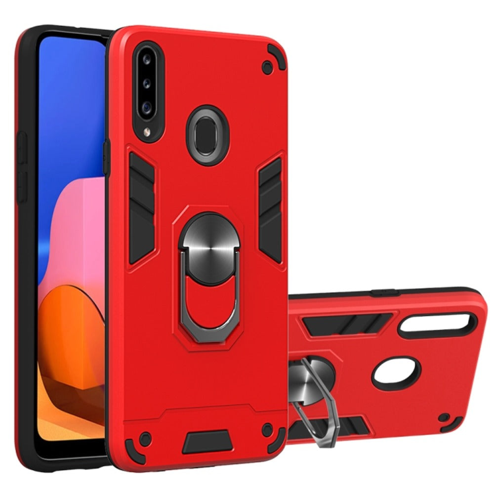 Funda para Samsung A20s con Anillo Metálico Rojo Antishock