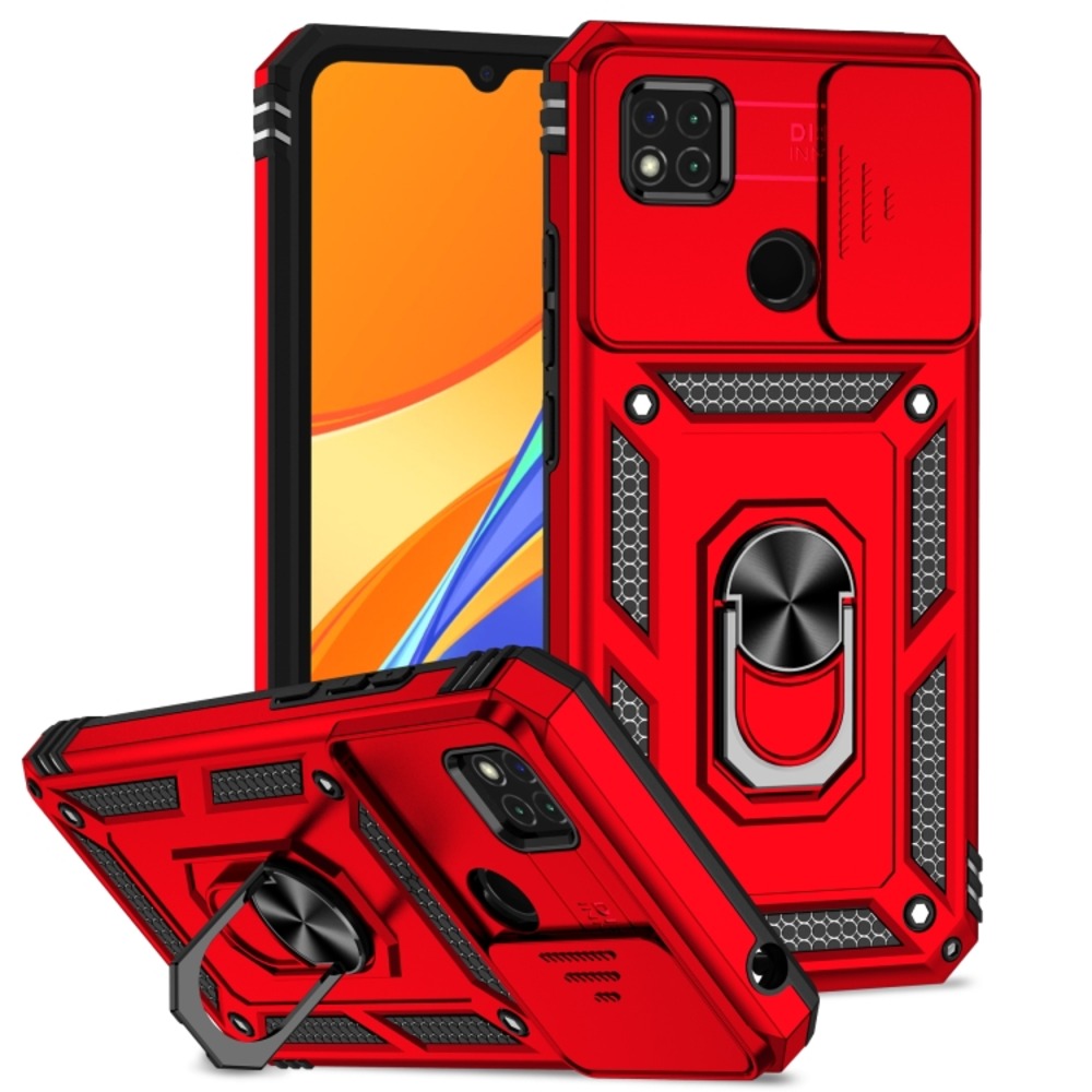 Funda Case for Xiaomi Redmi 9C Holder Protector Camara Rojo