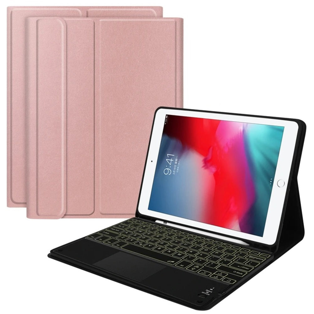 Funda con Teclado y Portalápiz de iPad 9na Gen 10.2" Rosa