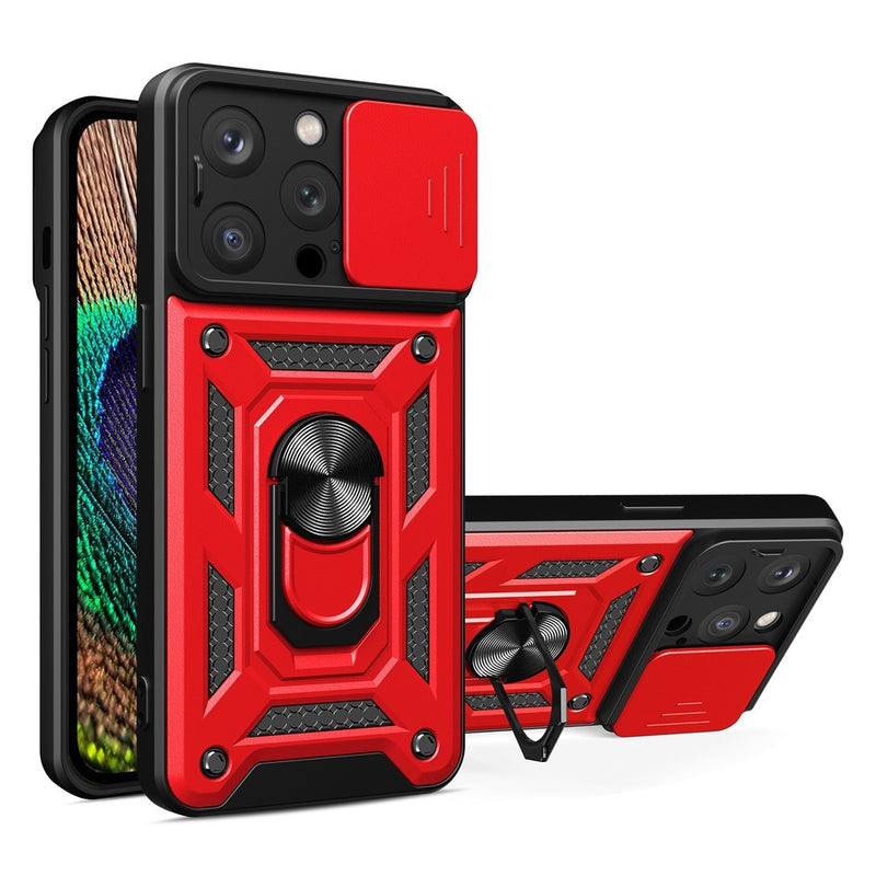 Funda Case para iPhone 14 Plus Holder Protector Camara Rojo