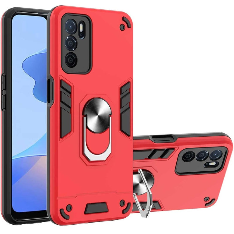 Funda de Oppo A16 con Anillo Metálico Rojo Antishock