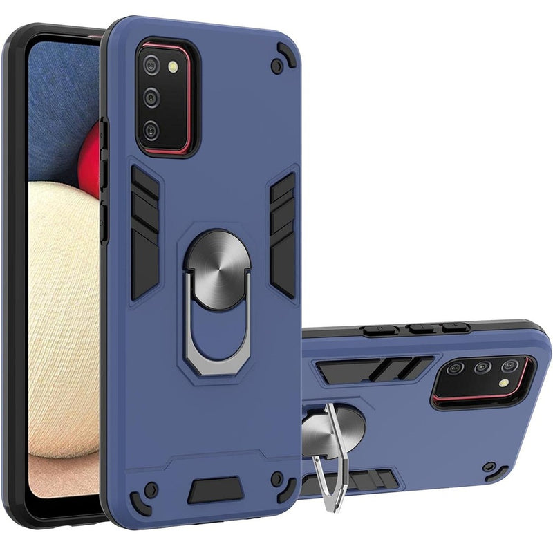 Funda para Samsung A03s con Anillo Metálico Azul Antishock