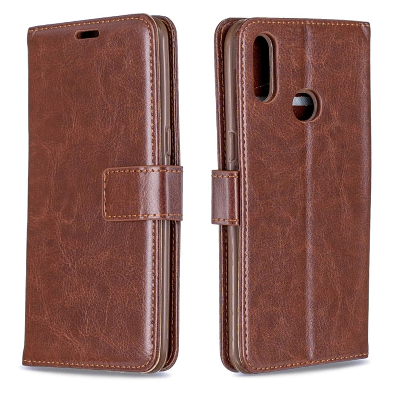 Funda Case para Samsung A10s Flip Cover Marrón Antishock