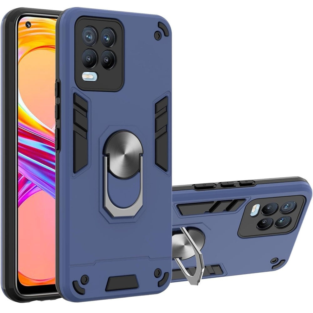 Funda para Realme C21Y con Anillo Metálico Azul Antishock