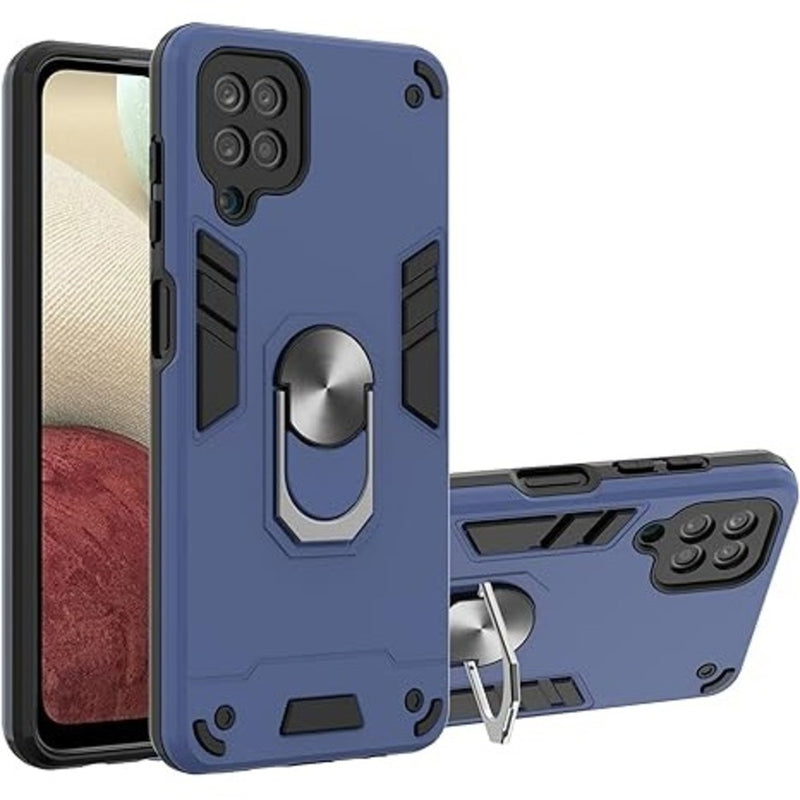 Funda para Samsung A12 con Anillo Metálico Azul Antishock