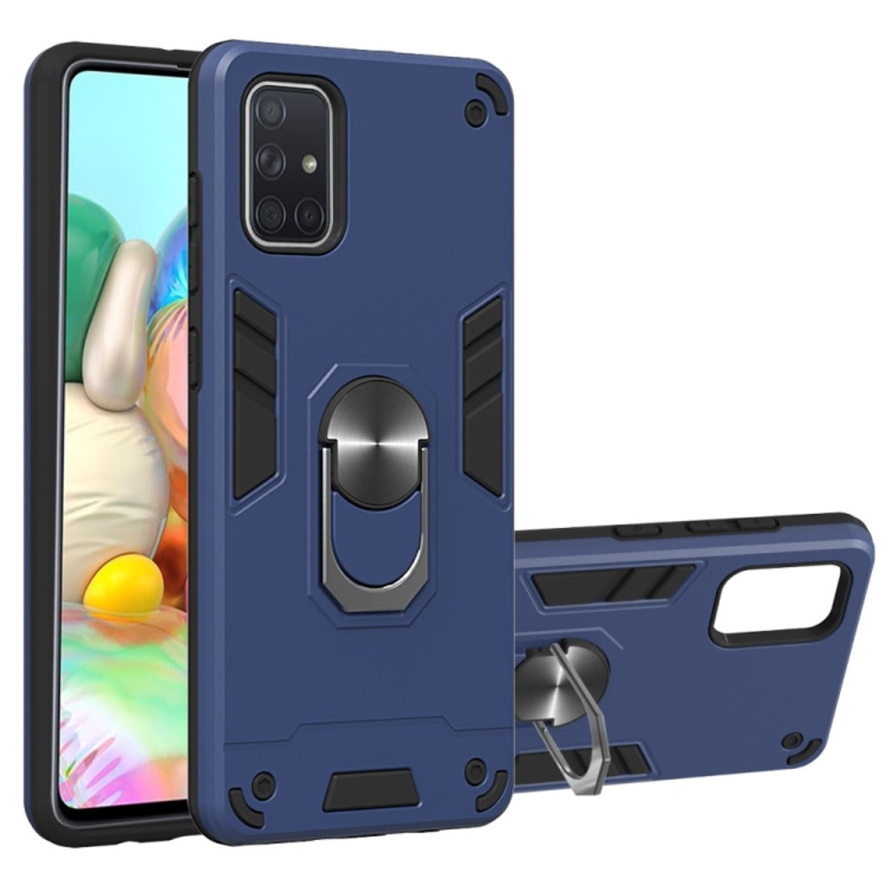 Funda para Samsung A73 con Anillo Metálico Azul Antishock