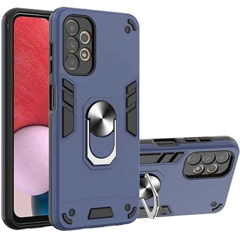 Funda de Samsung A13 4G con Anillo Metálico Azul Antishock