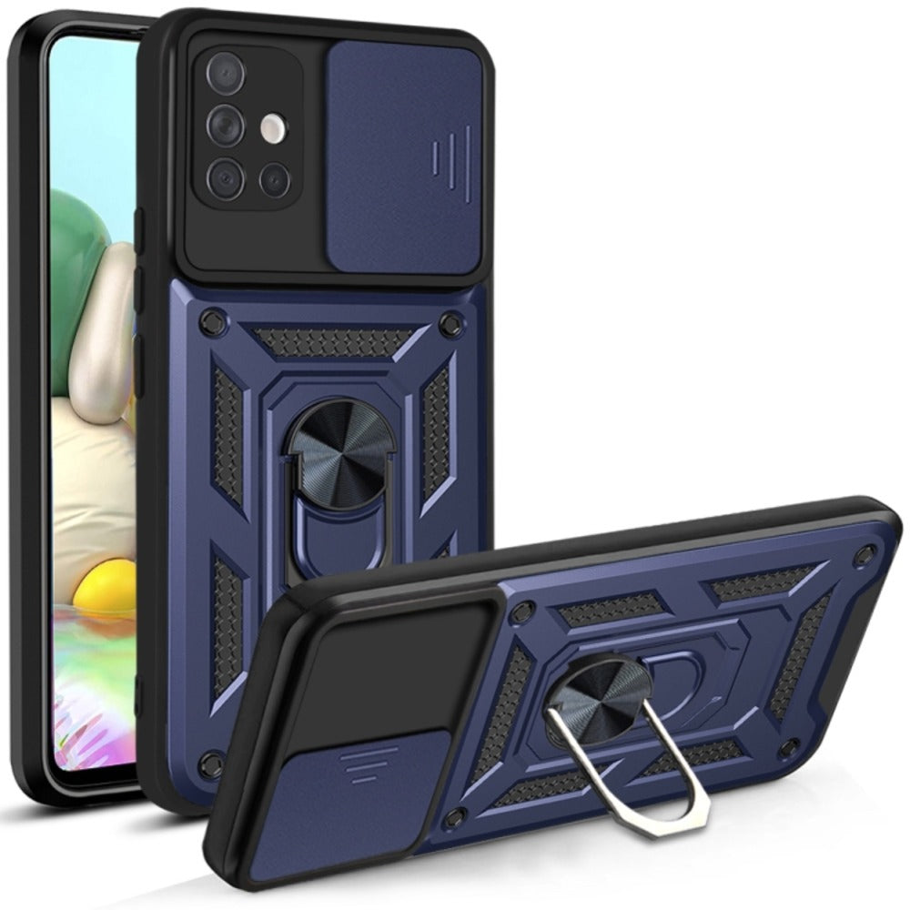 Funda Case para Samsung A73 Holder Protector Camara Azul