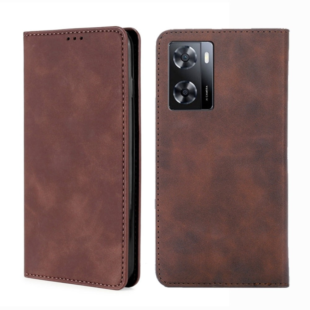 Funda Case para Oppo A57 Flip Cover Marrón Antishock